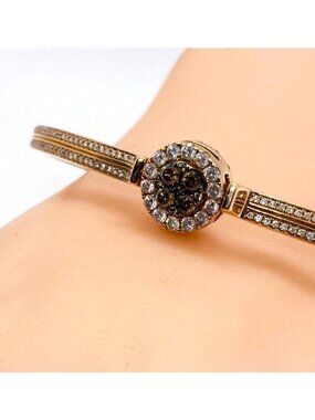 Afino 14K Rose Gold Cognac-White Diamond Reversible Center Bangle Bracelet